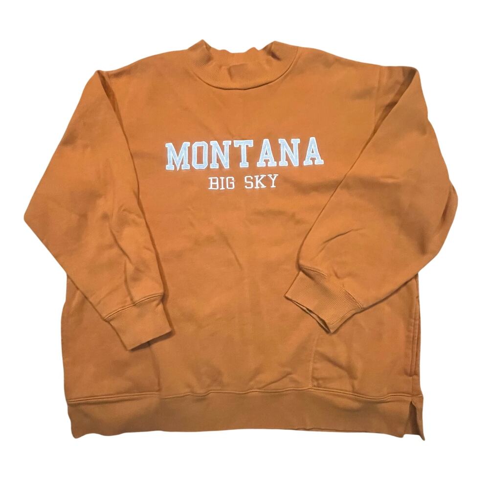 Montana Big Sky Crewneck Cozy Rust Orange Cabin Cowboycore Chill Fit Wome XL‎